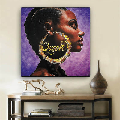 BigProStore Framed Black Art Beautiful Black Afro Lady African American Framed Wall Art Afrocentric Home Decor Ideas BPS44751 12" x 12" x 0.75" Square Canvas