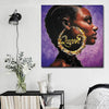 BigProStore Framed Black Art Beautiful Black Afro Lady African American Framed Wall Art Afrocentric Home Decor Ideas BPS44751 16" x 16" x 0.75" Square Canvas