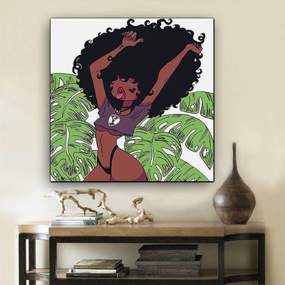 BigProStore Framed Black Art Beautiful Black American Girl African American Art Prints Afrocentric Home Decor BPS95462 12" x 12" x 0.75" Square Canvas