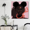 BigProStore Framed Black Art Beautiful Black Girl African American Framed Art Afrocentric Living Room Ideas BPS18096 16" x 16" x 0.75" Square Canvas