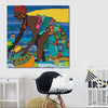 BigProStore Framed Black Art Beautiful Girl With Afro African Canvas Afrocentric Living Room Ideas BPS56798 24" x 24" x 0.75" Square Canvas