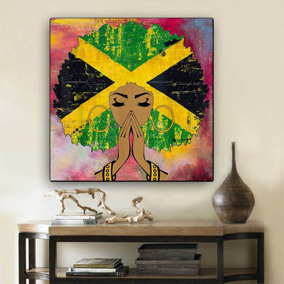 BigProStore Framed Black Art Beautiful Melanin Girl African American Artwork On Canvas Afrocentric Home Decor Ideas BPS54315 24" x 24" x 0.75" Square Canvas