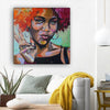 BigProStore Framed Black Art Beautiful Melanin Poppin Girl African American Art Prints Afrocentric Living Room Ideas BPS20977 12" x 12" x 0.75" Square Canvas