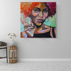 BigProStore Framed Black Art Beautiful Melanin Poppin Girl African American Art Prints Afrocentric Living Room Ideas BPS20977 16" x 16" x 0.75" Square Canvas