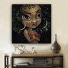 BigProStore Framed Black Art Cute Black Afro Lady African American Abstract Art Afrocentric Home Decor Ideas BPS77377 12" x 12" x 0.75" Square Canvas