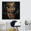 BigProStore Framed Black Art Cute Black Afro Lady African American Abstract Art Afrocentric Home Decor Ideas BPS77377 24" x 24" x 0.75" Square Canvas