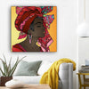 BigProStore Framed Black Art Cute Black Afro Lady African American Black Art Afrocentric Living Room Ideas BPS12176 12" x 12" x 0.75" Square Canvas