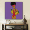 BigProStore Framed Black Art Cute Black American Girl African Canvas Afrocentric Home Decor Ideas BPS61836 12" x 12" x 0.75" Square Canvas