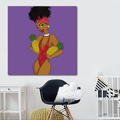 BigProStore Framed Black Art Cute Black American Girl African Canvas Afrocentric Home Decor Ideas BPS61836 24" x 24" x 0.75" Square Canvas