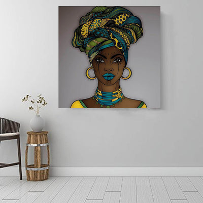 BigProStore Framed Black Art Cute Girl With Afro Afrocentric Wall Art Afrocentric Home Decor BPS94487 16" x 16" x 0.75" Square Canvas