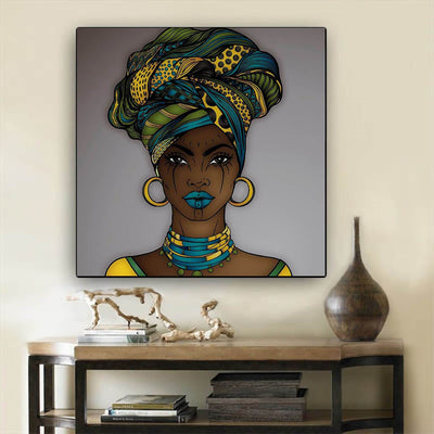 BigProStore Framed Black Art Cute Girl With Afro Afrocentric Wall Art Afrocentric Home Decor BPS94487 24" x 24" x 0.75" Square Canvas