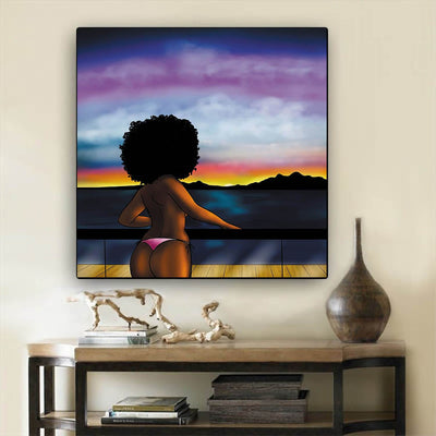 BigProStore Framed Black Art Cute Melanin Poppin Girl African American Art Prints Afrocentric Home Decor Ideas BPS83000 12" x 12" x 0.75" Square Canvas