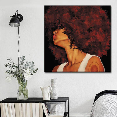 BigProStore Framed Black Art Pretty African American Girl Black History Artwork Afrocentric Living Room Ideas BPS64777 16" x 16" x 0.75" Square Canvas