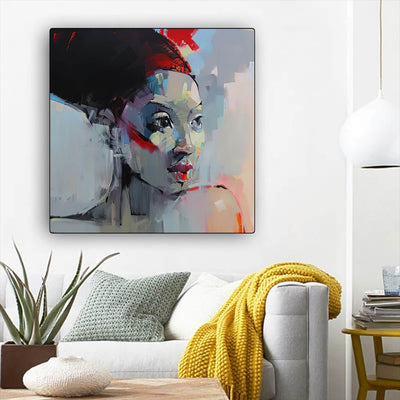 BigProStore Framed Black Art Pretty African American Girl Black History Canvas Art Afrocentric Home Decor Ideas BPS37736 12" x 12" x 0.75" Square Canvas