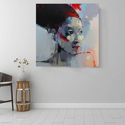 BigProStore Framed Black Art Pretty African American Girl Black History Canvas Art Afrocentric Home Decor Ideas BPS37736 16" x 16" x 0.75" Square Canvas