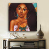 BigProStore Framed Black Art Pretty African American Girl Black History Wall Art Afrocentric Home Decor BPS53233 12" x 12" x 0.75" Square Canvas