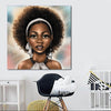 BigProStore Framed Black Art Pretty African American Woman African American Framed Art Afrocentric Home Decor Ideas BPS37398 24" x 24" x 0.75" Square Canvas