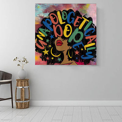 BigProStore Framed Black Art Pretty Afro American Woman African American Art Prints Afrocentric Home Decor BPS93650 16" x 16" x 0.75" Square Canvas