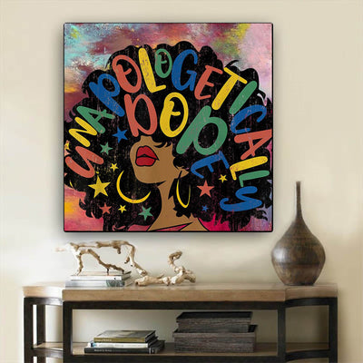 BigProStore Framed Black Art Pretty Afro American Woman African American Art Prints Afrocentric Home Decor BPS93650 24" x 24" x 0.75" Square Canvas