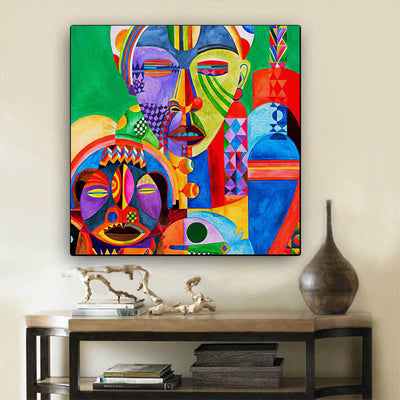 BigProStore Framed Black Art Pretty Afro American Woman African Black Art Afrocentric Home Decor Ideas BPS19889 24" x 24" x 0.75" Square Canvas