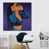 BigProStore Framed Black Art Pretty Black Afro Girls African American Abstract Art Afrocentric Decor BPS73598 24" x 24" x 0.75" Square Canvas