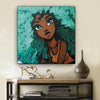 BigProStore Framed Black Art Pretty Black Afro Girls African American Artwork On Canvas Afrocentric Decor BPS34874 12" x 12" x 0.75" Square Canvas