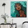 BigProStore Framed Black Art Pretty Black Afro Girls African American Artwork On Canvas Afrocentric Decor BPS34874 16" x 16" x 0.75" Square Canvas