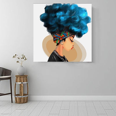 BigProStore Framed Black Art Pretty Black Afro Girls African American Wall Art And Decor Afrocentric Living Room Ideas BPS30440 16" x 16" x 0.75" Square Canvas