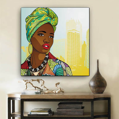 BigProStore Framed Black Art Pretty Black Girl African American Black Art Afrocentric Decor BPS70890 12" x 12" x 0.75" Square Canvas
