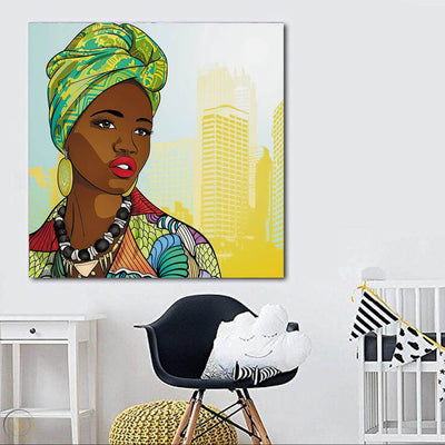 BigProStore Framed Black Art Pretty Black Girl African American Black Art Afrocentric Decor BPS70890 24" x 24" x 0.75" Square Canvas