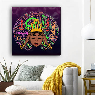 BigProStore Framed Black Art Pretty Melanin Poppin Girl African Canvas Afrocentric Decorating Ideas BPS10356 12" x 12" x 0.75" Square Canvas