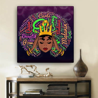 BigProStore Framed Black Art Pretty Melanin Poppin Girl African Canvas Afrocentric Decorating Ideas BPS10356 24" x 24" x 0.75" Square Canvas