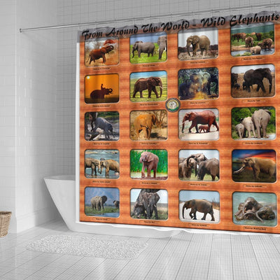 BigProStore Elephant Print Shower Curtains From Around The World Wild Elephants Bathroom Wall Decor Ideas Shower Curtain