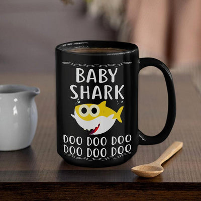 BigProStore Funny Baby Shark Doo Doo Doo Coffee Mug Cute Shark Baby Womens Custom Father's Day Mother's Day Gift Idea BPS882 Black / 15oz Coffee Mug