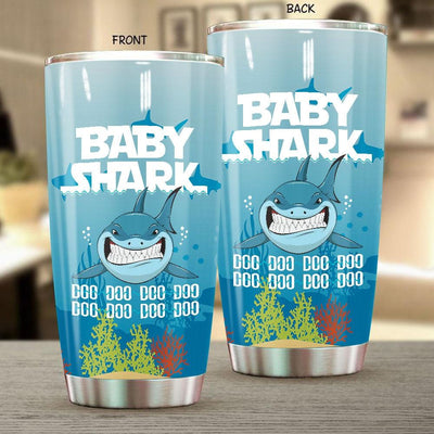 BigProStore Funny Baby Shark Doo Doo Doo Tumbler Womens Custom Father's Day Mother's Day Gift Idea BPS258 White / 20oz Steel Tumbler