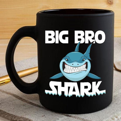 BigProStore Funny Big Bro Shark Coffee Mug Mens Custom Father's Day Mother's Day Gift Idea BPS572 Black / 11oz Coffee Mug