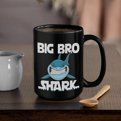BigProStore Funny Big Bro Shark Coffee Mug Mens Custom Father's Day Mother's Day Gift Idea BPS572 Black / 15oz Coffee Mug
