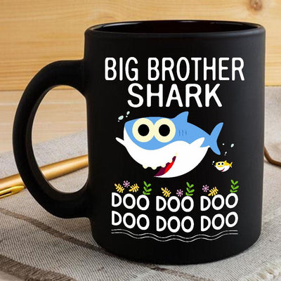 BigProStore Funny Big Brother Shark Doo Doo Doo Coffee Mug Cute Shark Baby Womens Custom Father's Day Mother's Day Gift Idea BPS666 Black / 11oz Coffee Mug
