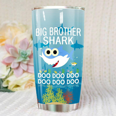 BigProStore Funny Big Brother Shark Doo Doo Doo Tumbler Cute Shark Baby Womens Custom Father's Day Mother's Day Gift Idea BPS666 White / 20oz Steel Tumbler