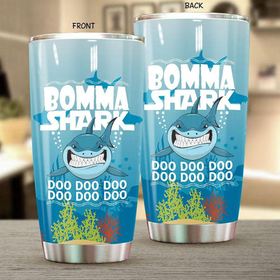 BigProStore Funny Bomma Shark Doo Doo Doo Tumbler Womens Custom Father's Day Mother's Day Gift Idea BPS584 White / 20oz Steel Tumbler