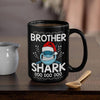 BigProStore Funny Brother Shark Doo Doo Doo Coffee Mug Shark Wearing Santa Hat Mens Custom Father's Day Mother's Day Christmas Gift Idea BPS774 Black / 15oz Coffee Mug