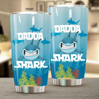 BigProStore Funny Dadda Shark Tumbler Womens Custom Father's Day Mother's Day Gift Idea BPS916 White / 20oz Steel Tumbler