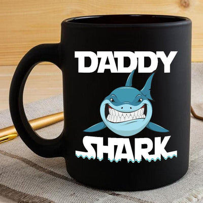 BigProStore Funny Daddy Shark Coffee Mug Mens Custom Father's Day Mother's Day Gift Idea BPS621 Black / 11oz Coffee Mug