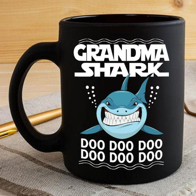 BigProStore Funny Grandma Shark Doo Doo Doo Coffee Mug Womens Custom Father's Day Mother's Day Gift Idea BPS920 Black / 11oz Coffee Mug