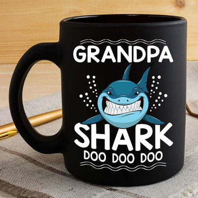 BigProStore Funny Grandpa Shark Doo Doo Doo Coffee Mug Mens Custom Father's Day Mother's Day Gift Idea BPS596 Black / 11oz Coffee Mug