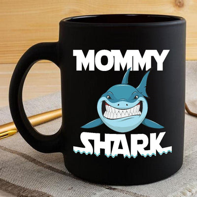 BigProStore Funny Mommy Shark Coffee Mug Womens Custom Father's Day Mother's Day Gift Idea BPS972 Black / 11oz Coffee Mug