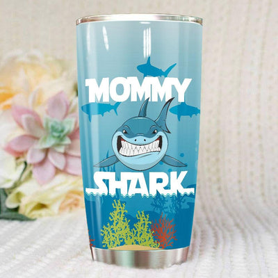 BigProStore Funny Mommy Shark Tumbler Womens Custom Father's Day Mother's Day Gift Idea BPS972 White / 20oz Steel Tumbler