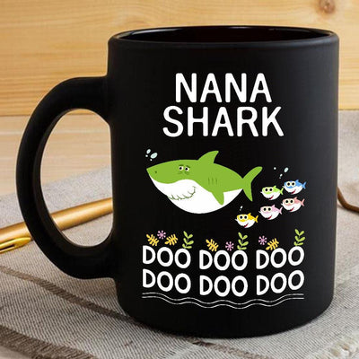 BigProStore Funny Nana Shark Doo Doo Doo Coffee Mug Womens Custom Father's Day Mother's Day Gift Idea BPS506 Black / 11oz Coffee Mug