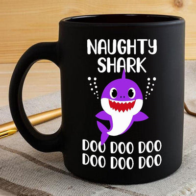 BigProStore Funny Naughty Shark Doo Doo Doo Coffee Mug Cute Shark Baby Womens Custom Father's Day Mother's Day Gift Idea BPS526 Black / 11oz Coffee Mug