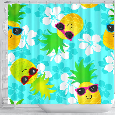 BigProStore Hawaii Bath Curtain Funny Summer Tropical Pineapples Shower Curtain Bathroom Curtains Hawaii Shower Curtain / Small (165x180cm | 65x72in) Hawaii Shower Curtain